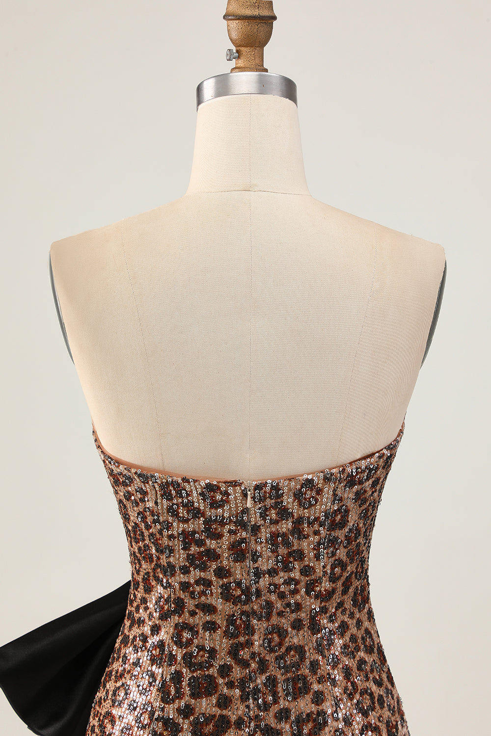 Sparkly Brown Leopard Sequins Short Tight Homecoming Dress with Bow
