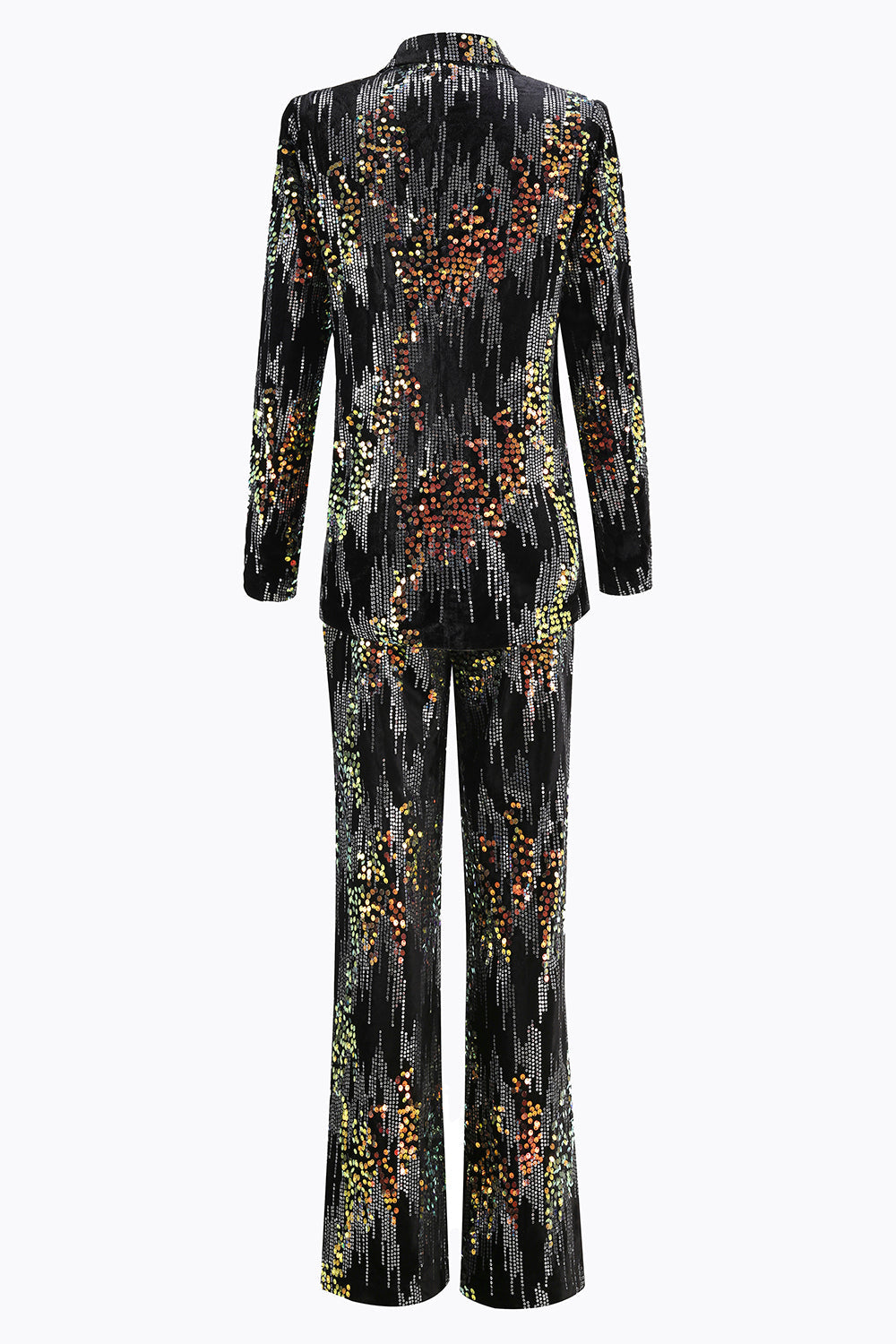 Sparkly Black Sequin 2 Piece Peak Lapel Women Prom Suits