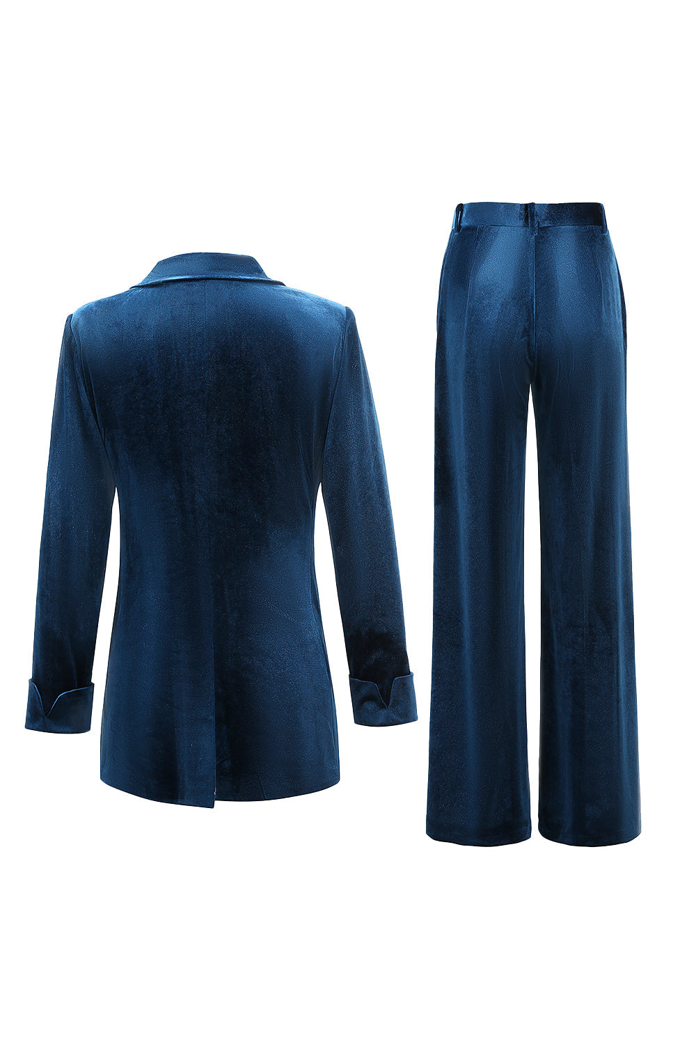 Peacock Blue 2 Piece Velvet Notched Lapel Women Prom Suits