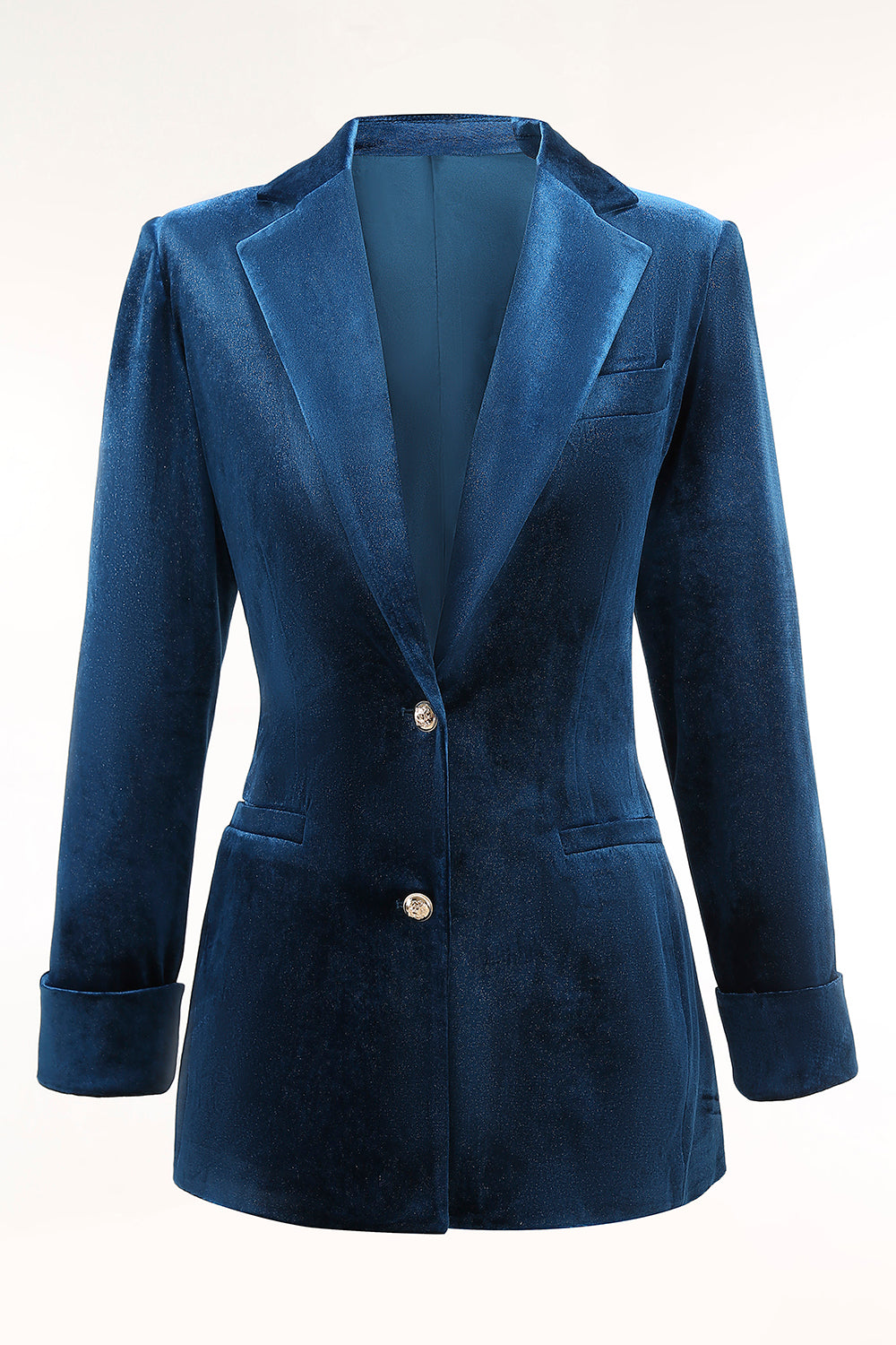 Peacock Blue 2 Piece Velvet Notched Lapel Women Prom Suits