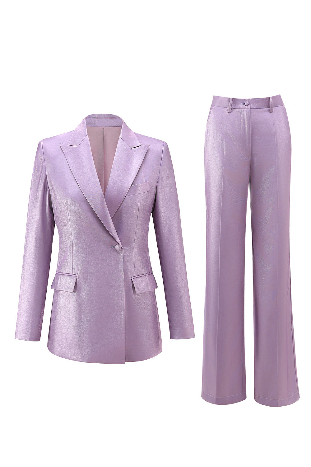Wisteria 2 Piece Satin Peak Lapel Women Prom Suits