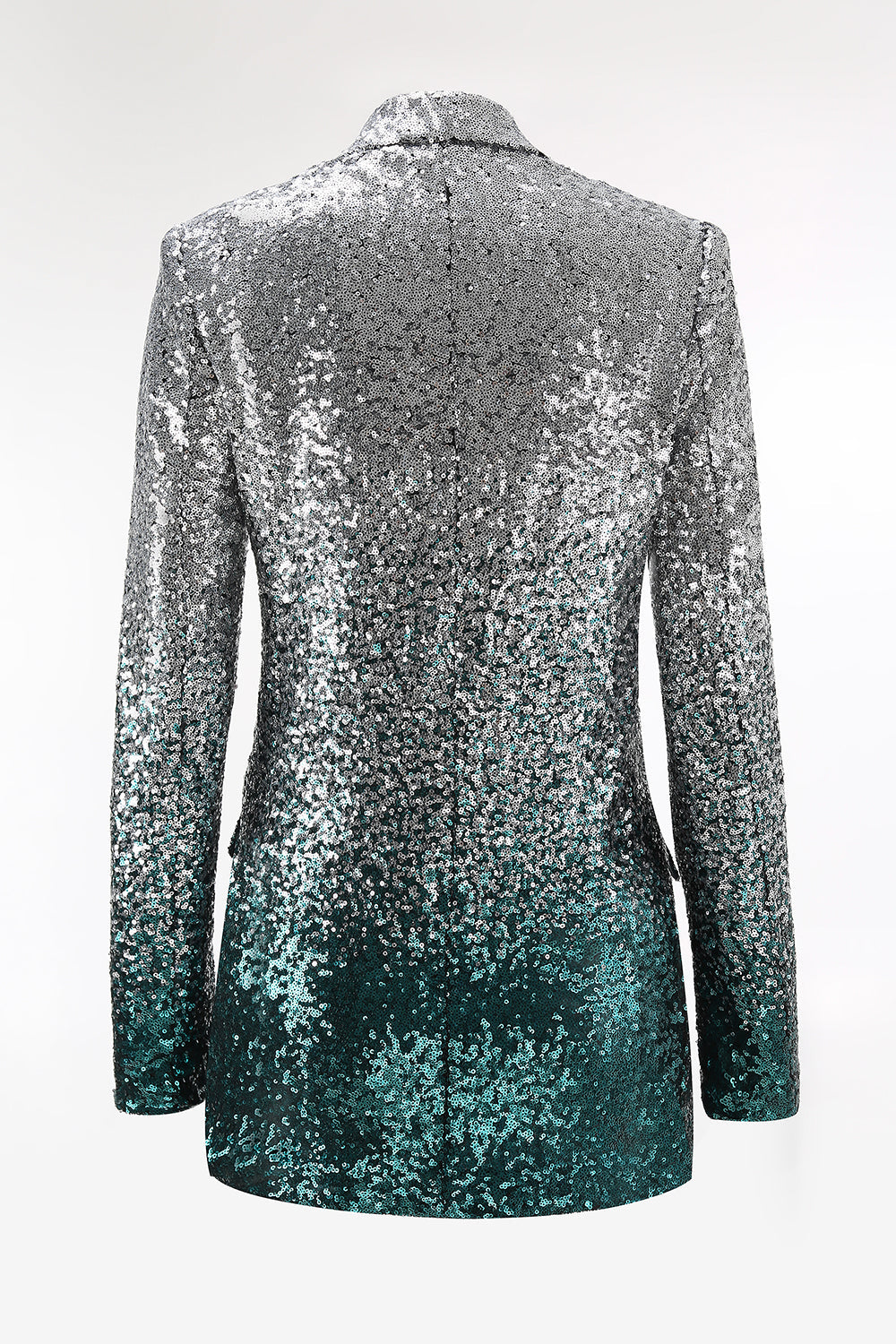 Sparkly Silver and Peacock 2 Piece Sequin Women Prom Suits