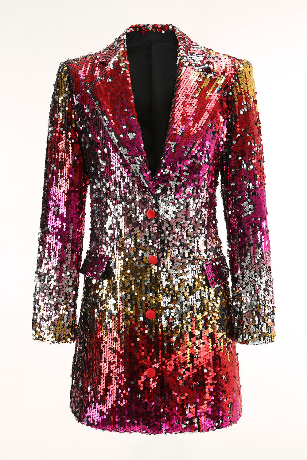 Sparkly Gold and Red Sequin Single Breasted Prom Blazer