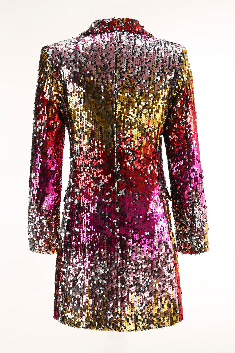 Sparkly Gold and Red Sequin Single Breasted Prom Blazer