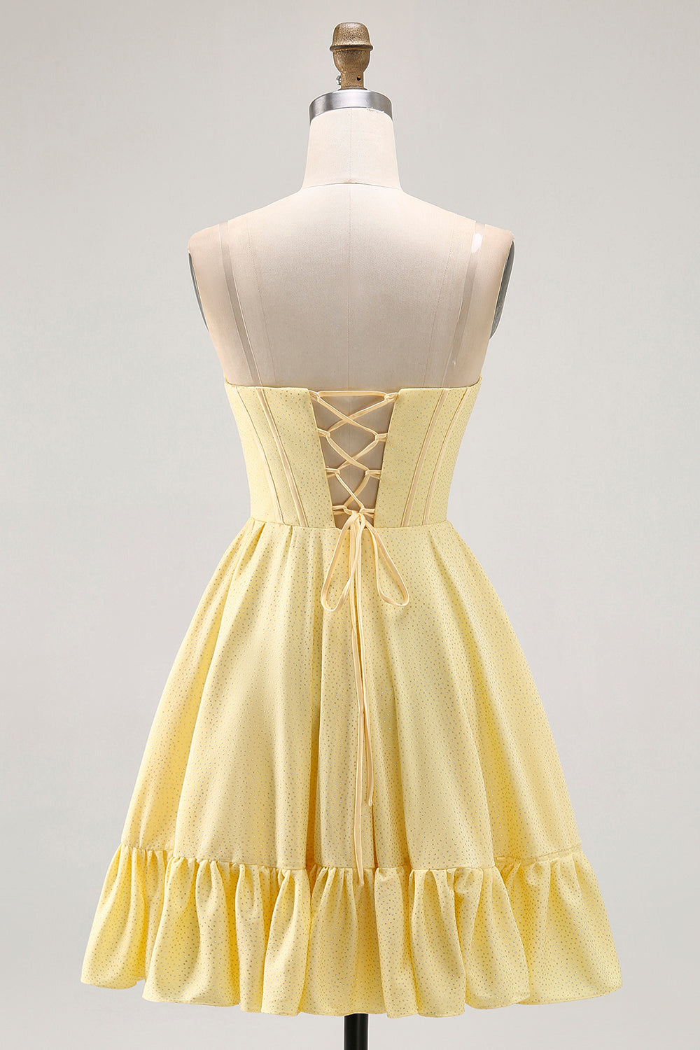 Sparkly Yellow A Line Corset Short Homecoming Dress with Beading