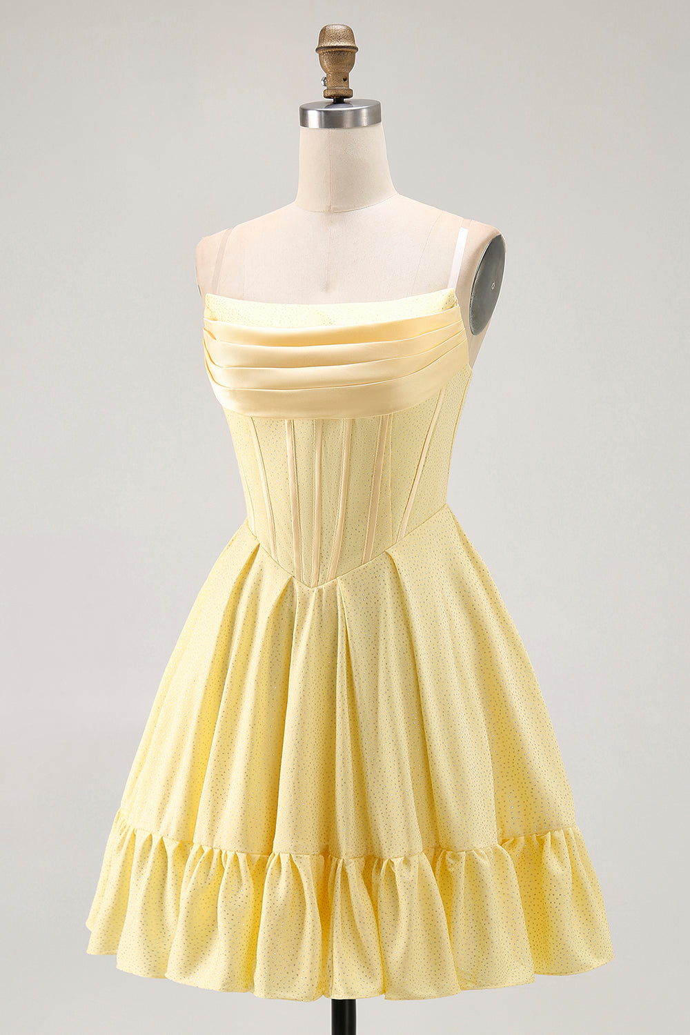 Sparkly Yellow A Line Corset Short Homecoming Dress with Beading