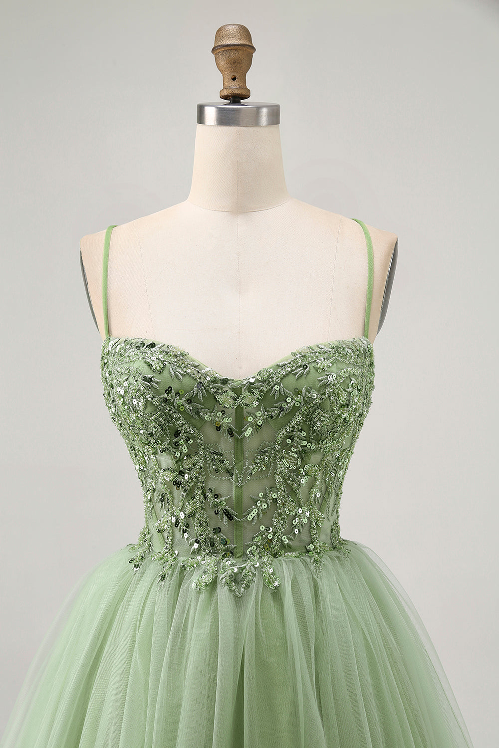 Sparkly Green A Line Corset Short Homecoming Dress with Beading