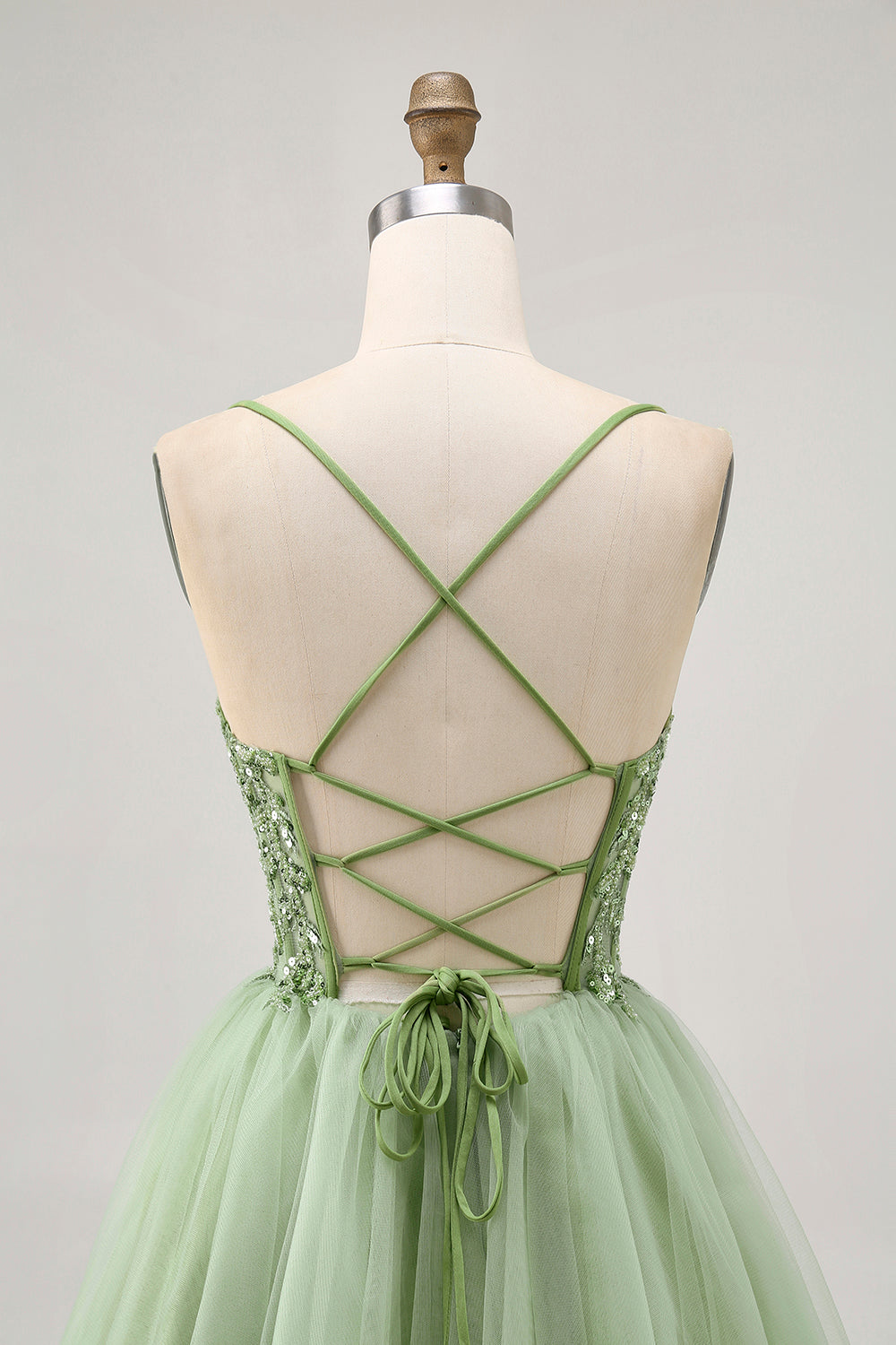 Sparkly Green A Line Corset Short Homecoming Dress with Beading