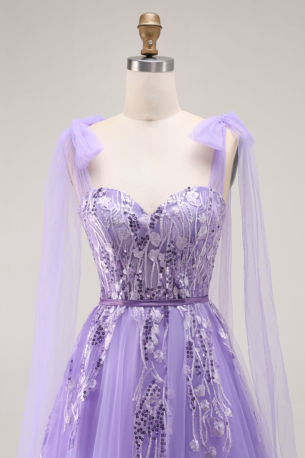 Sparkly Purple A Line Tulle Long Prom Dress with Sequins