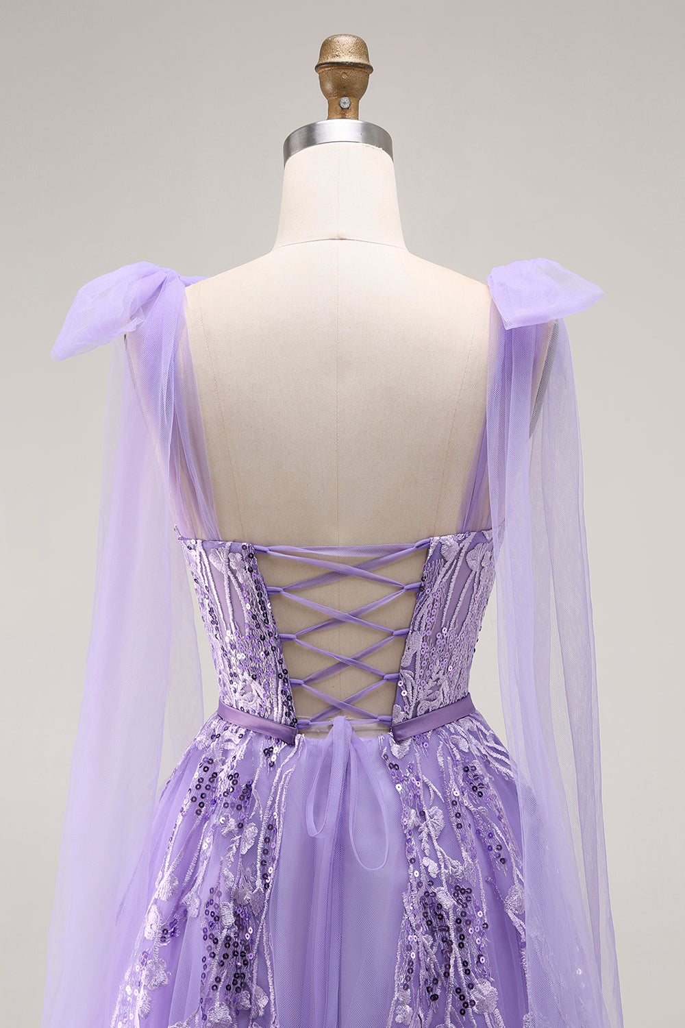Sparkly Purple A Line Tulle Long Prom Dress with Sequins