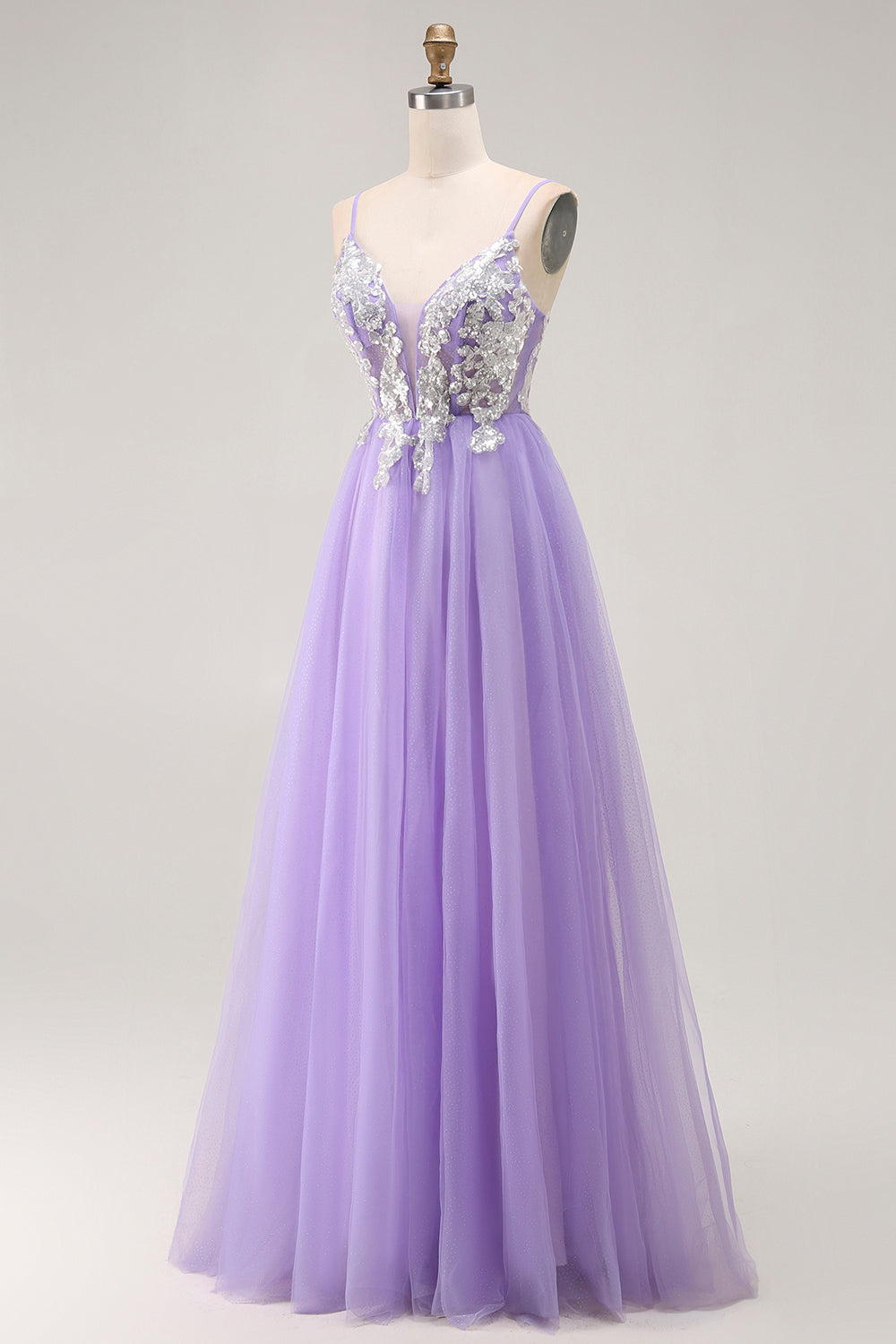 Sparkly Purple A Line Corset Long Prom Dress with Sequins