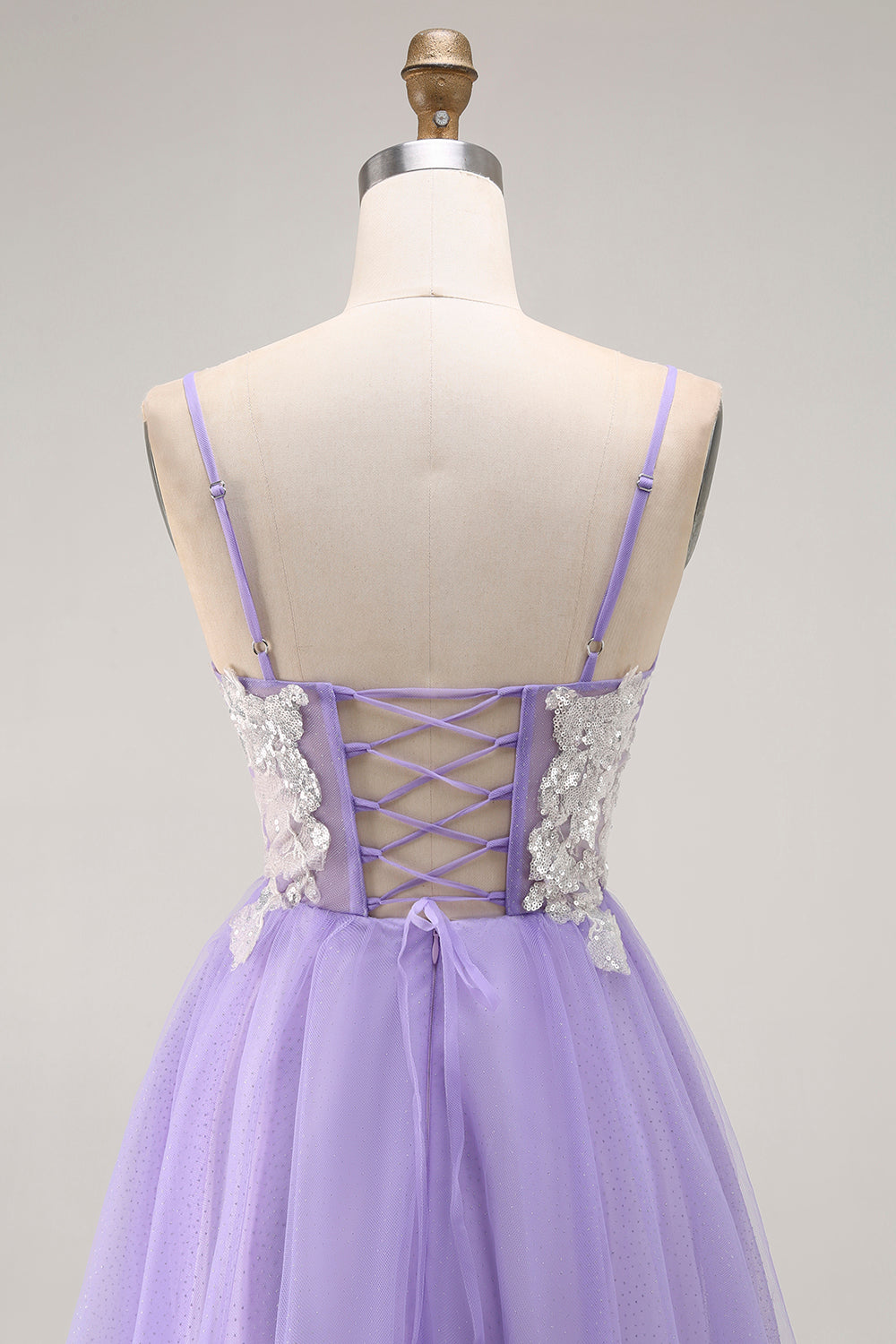 Sparkly Purple A Line Corset Long Prom Dress with Sequins