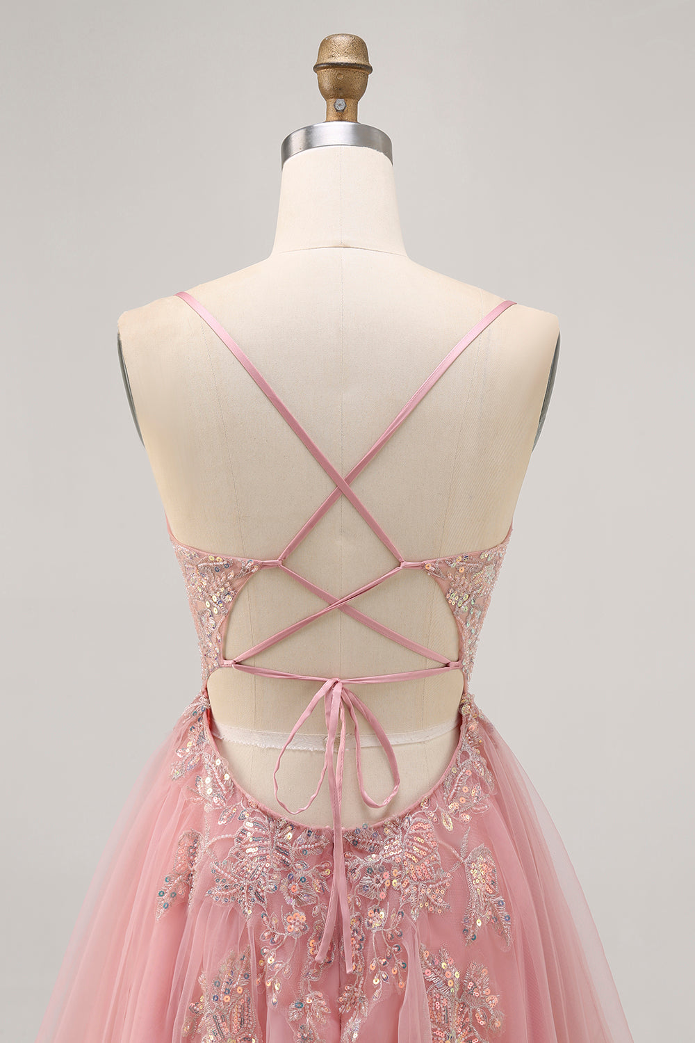 Sparkly Blush Beaded Tulle A Line Short Homecoming Dress