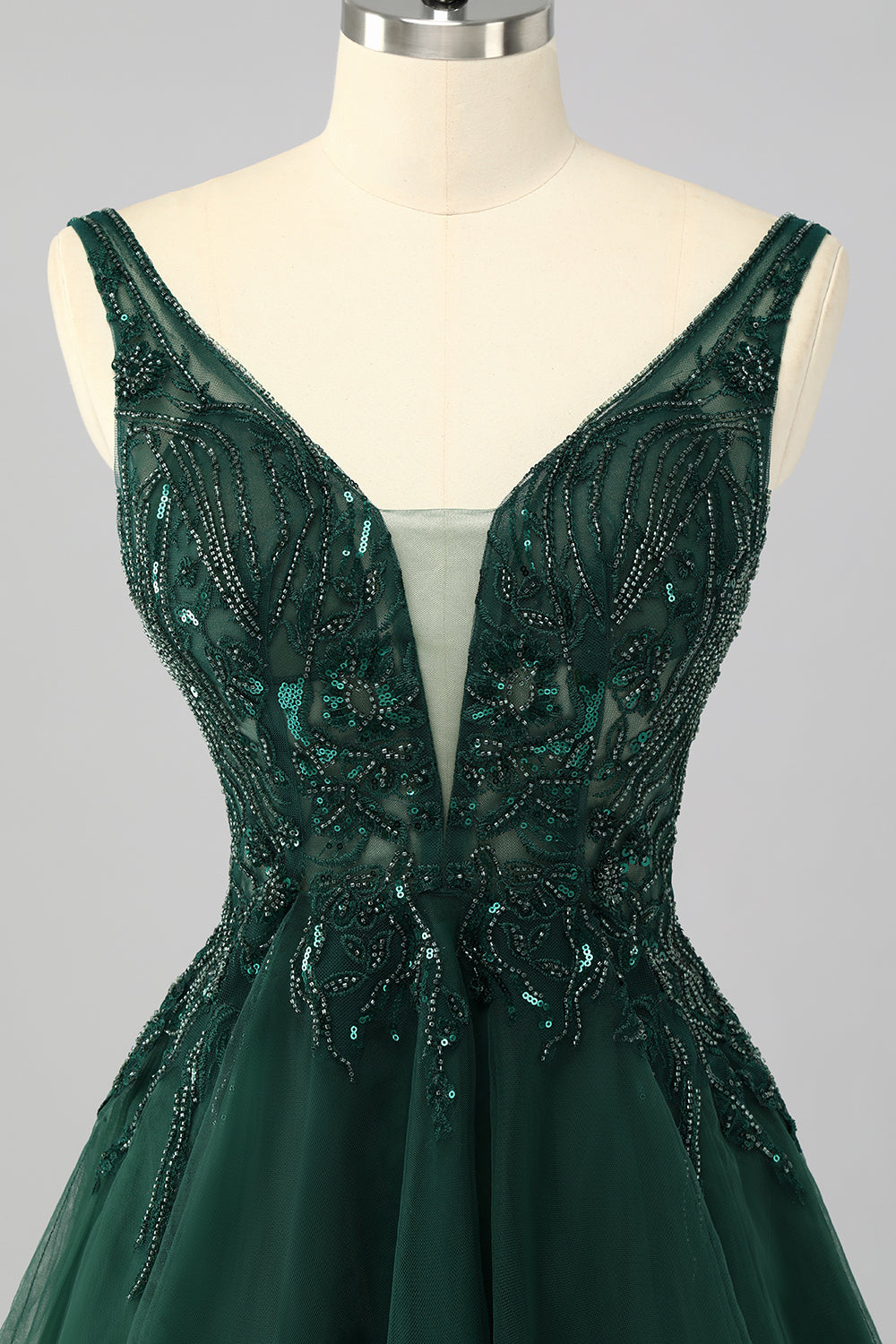 Sparkly Dark Green Short A Line Homecoming Dress with Beading