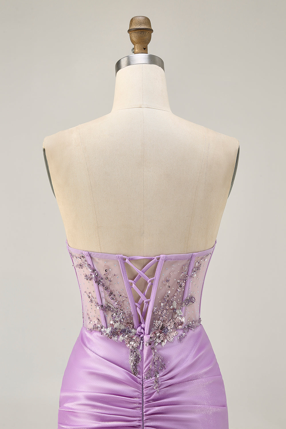 Sparkly Lilac Corset Tight Short Homecoming Dress with Beading