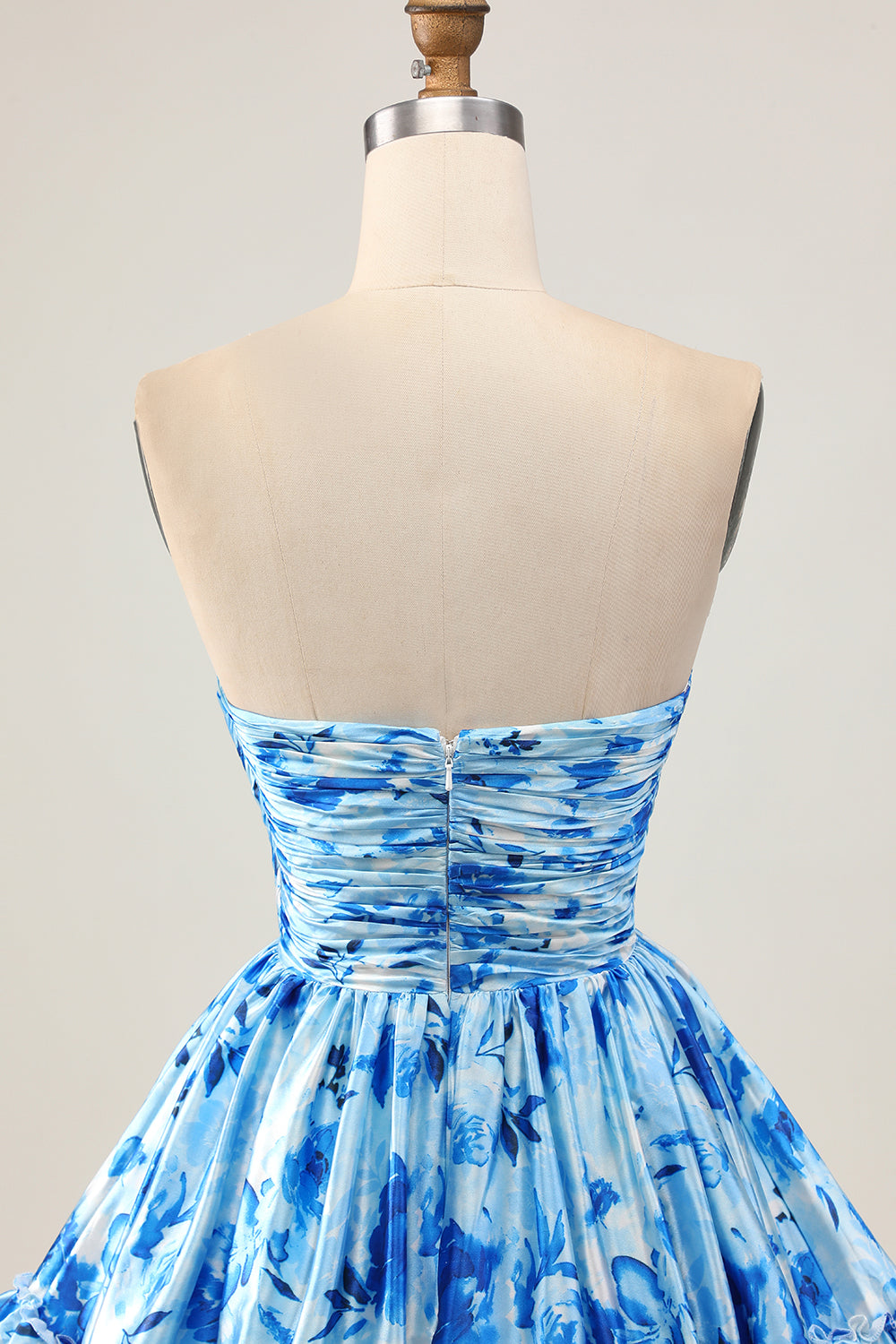 Blue Floral Sweetheart Short Homecoming Dress with Ruffles