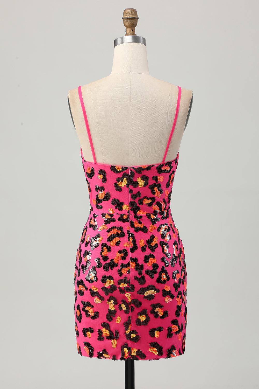 Sparkly Fuchsia Leopard Sequin Tight Short Homecoming Dress