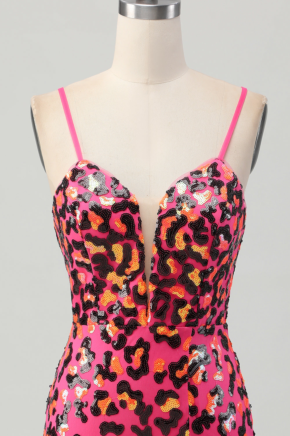 Sparkly Fuchsia Leopard Sequin Tight Short Homecoming Dress