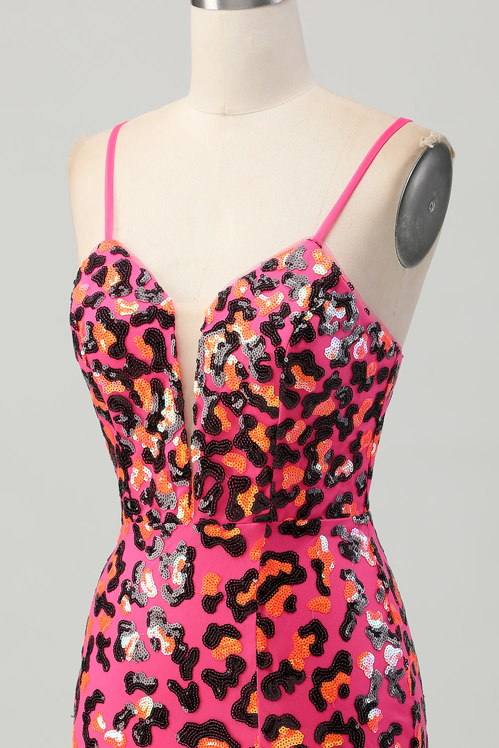 Sparkly Fuchsia Leopard Sequin Tight Short Homecoming Dress