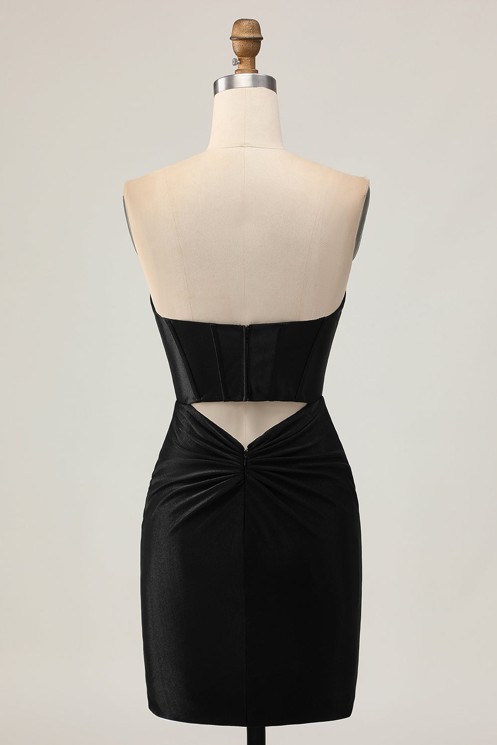 Black Corset Bodycon Cut Out Beaded Homecoming Dress