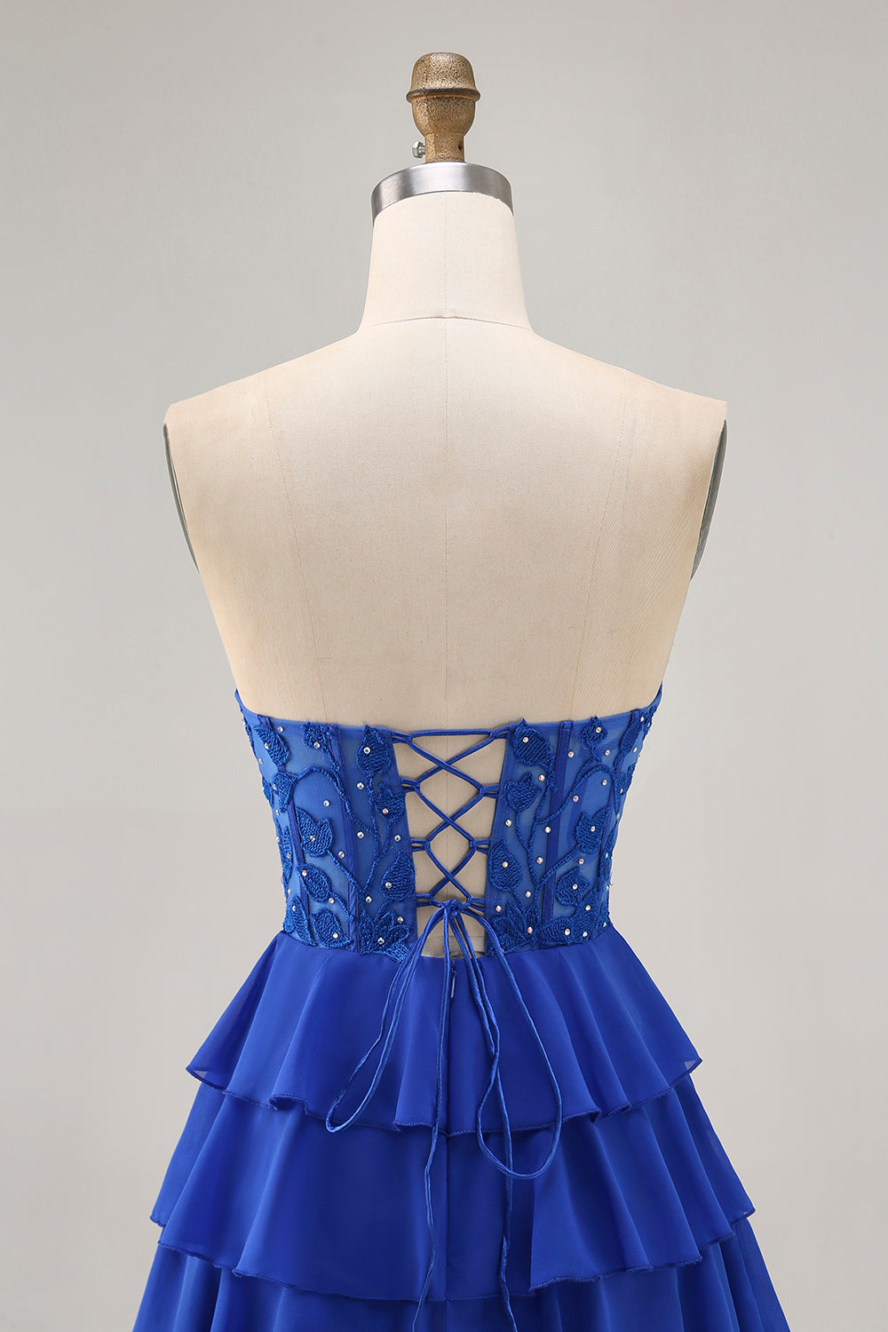 Royal Blue Corset Sweetheart Tiered Short Homecoming Dress