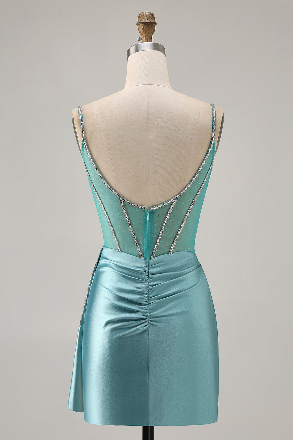 Sparkly Green Tight Satin Corset Short Homecoming Dress