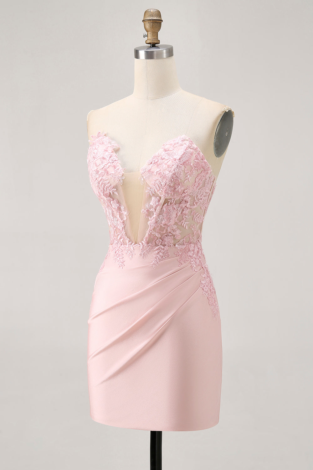 Appliqued Corset Blush Bodycon Homecoming Dress