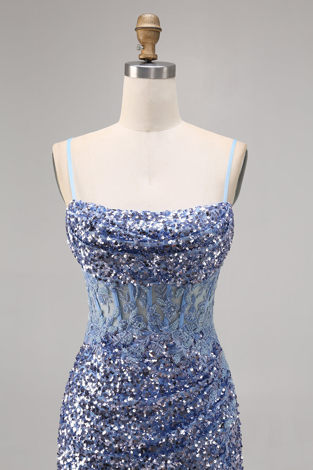 Sparkly Peacock Green Sequins Spaghetti Straps Short Homecoming Dress