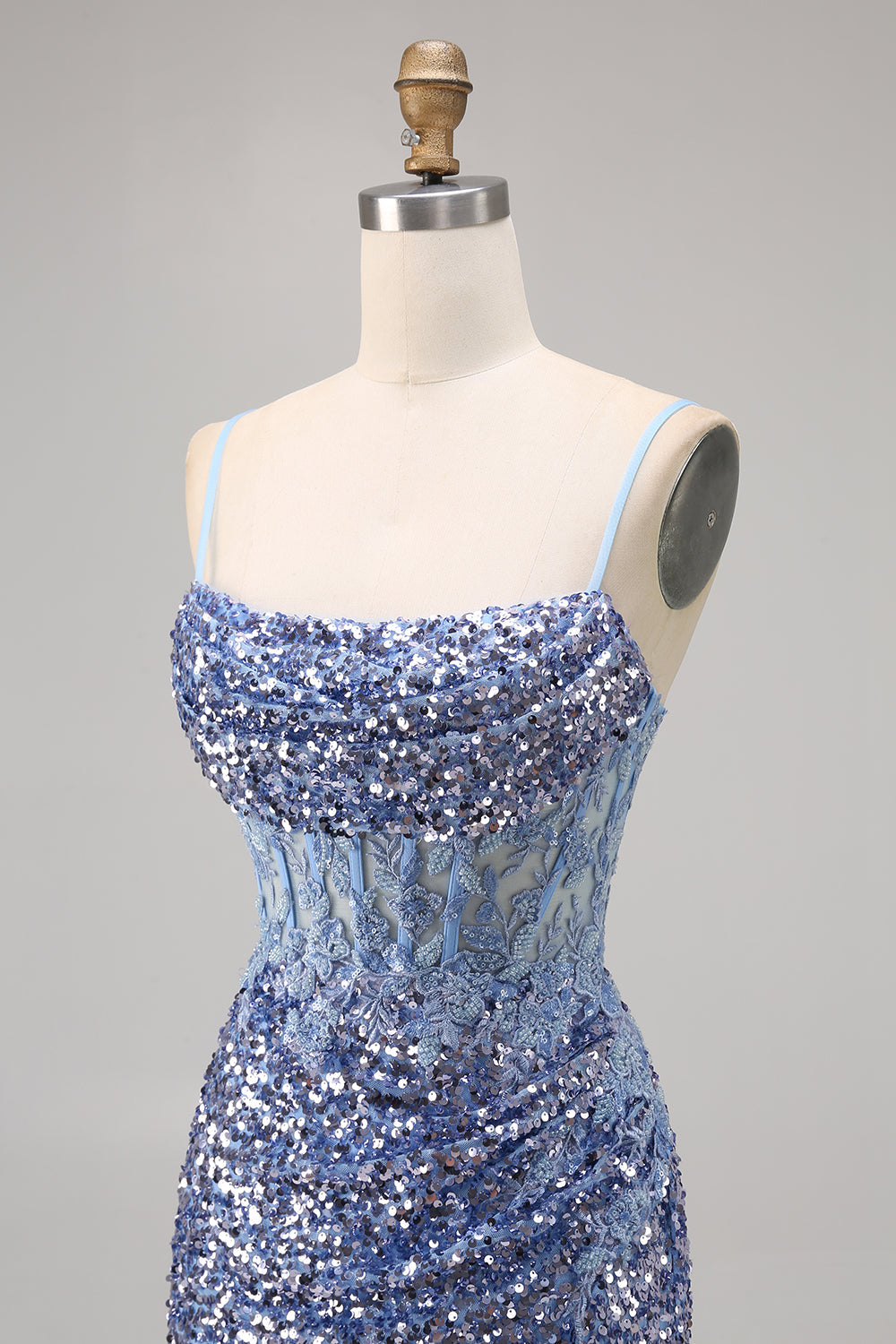Sparkly Peacock Green Sequins Spaghetti Straps Short Homecoming Dress