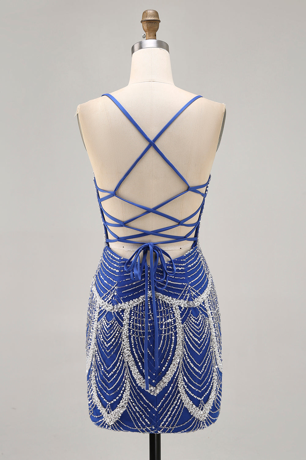 Royal Blue Beaded Bodycon Sequins Short Homecoming Dress