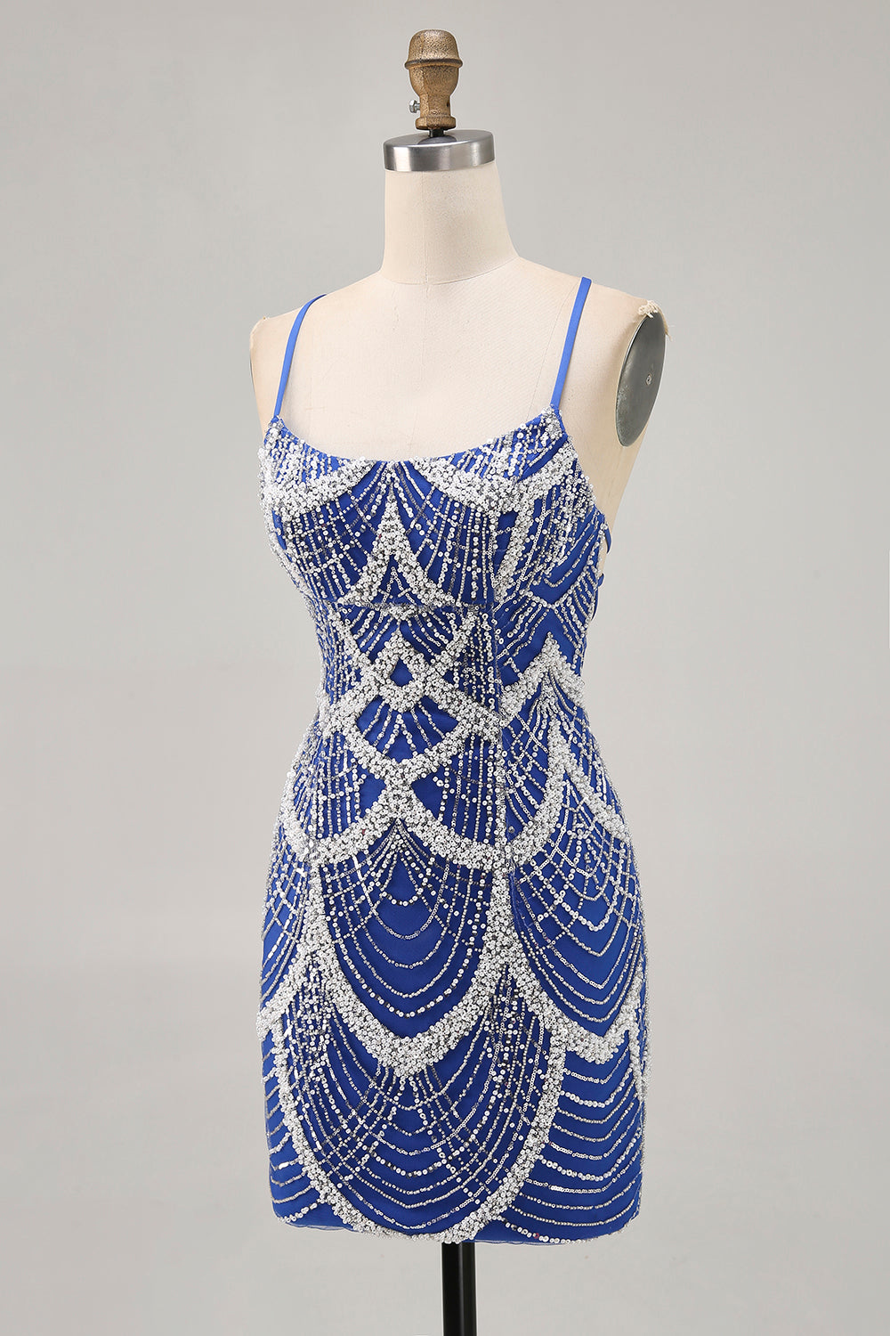 Royal Blue Beaded Bodycon Sequins Short Homecoming Dress