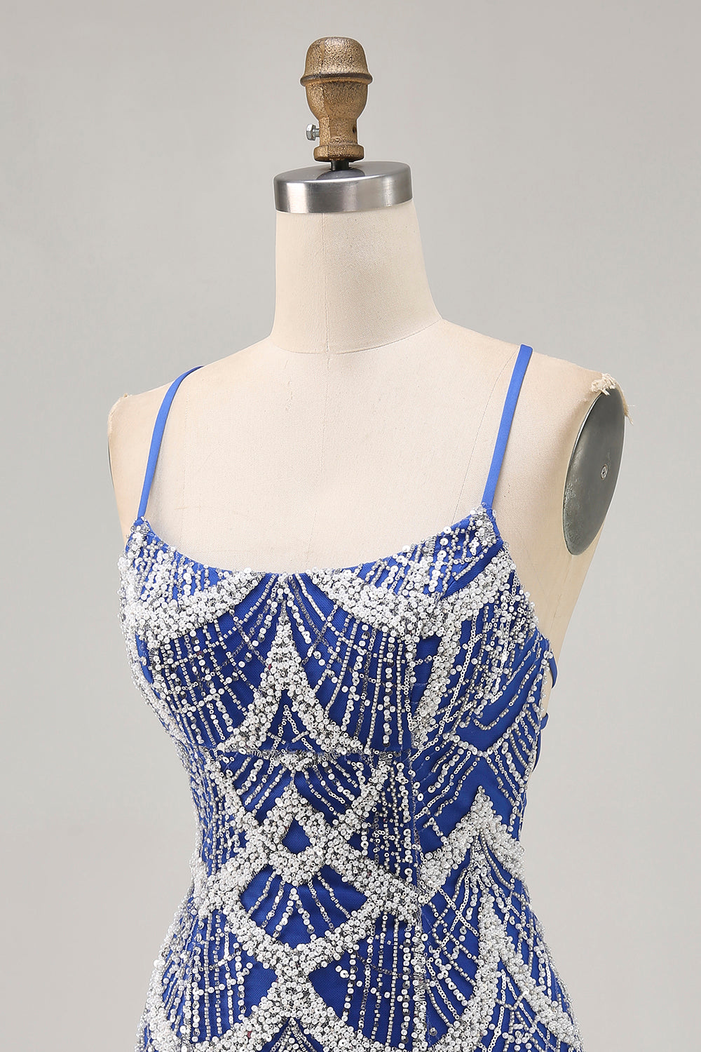 Royal Blue Beaded Bodycon Sequins Short Homecoming Dress