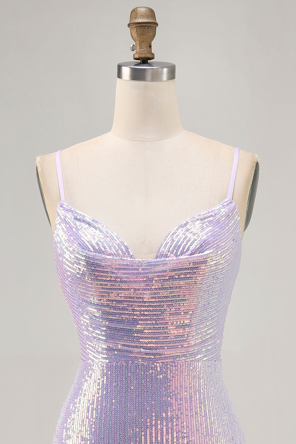Sparkly Lilac Sequin Tight Backless Short Homecoming Dress