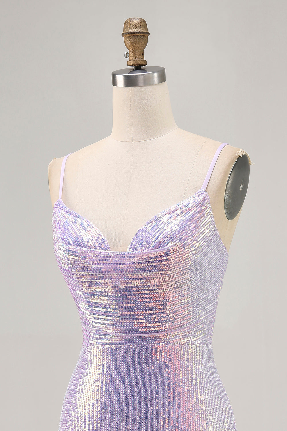 Sparkly Lilac Sequin Tight Backless Short Homecoming Dress