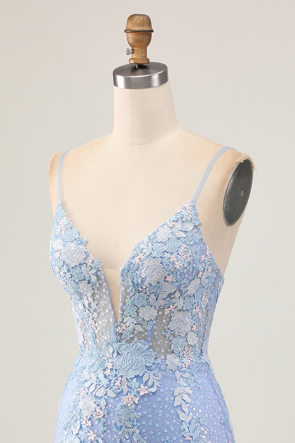 Sparkly Light Blue Floral Tight Short Corset Homecoming Dress with Appliques