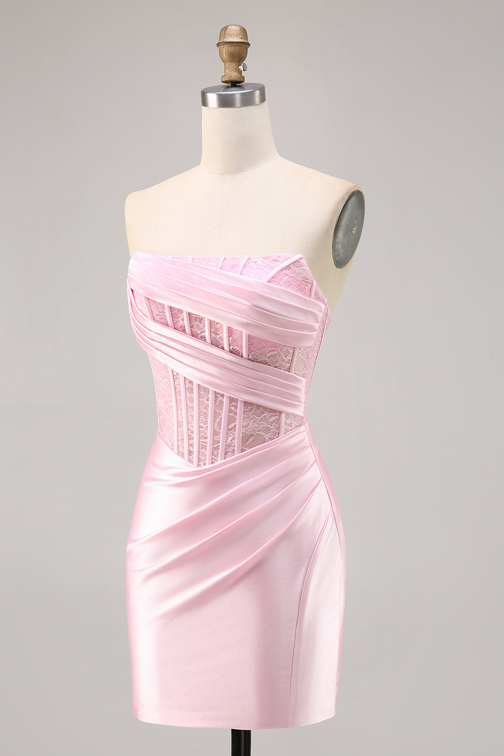 Black Corset Satin Strapless Short Tight Homecoming Dress