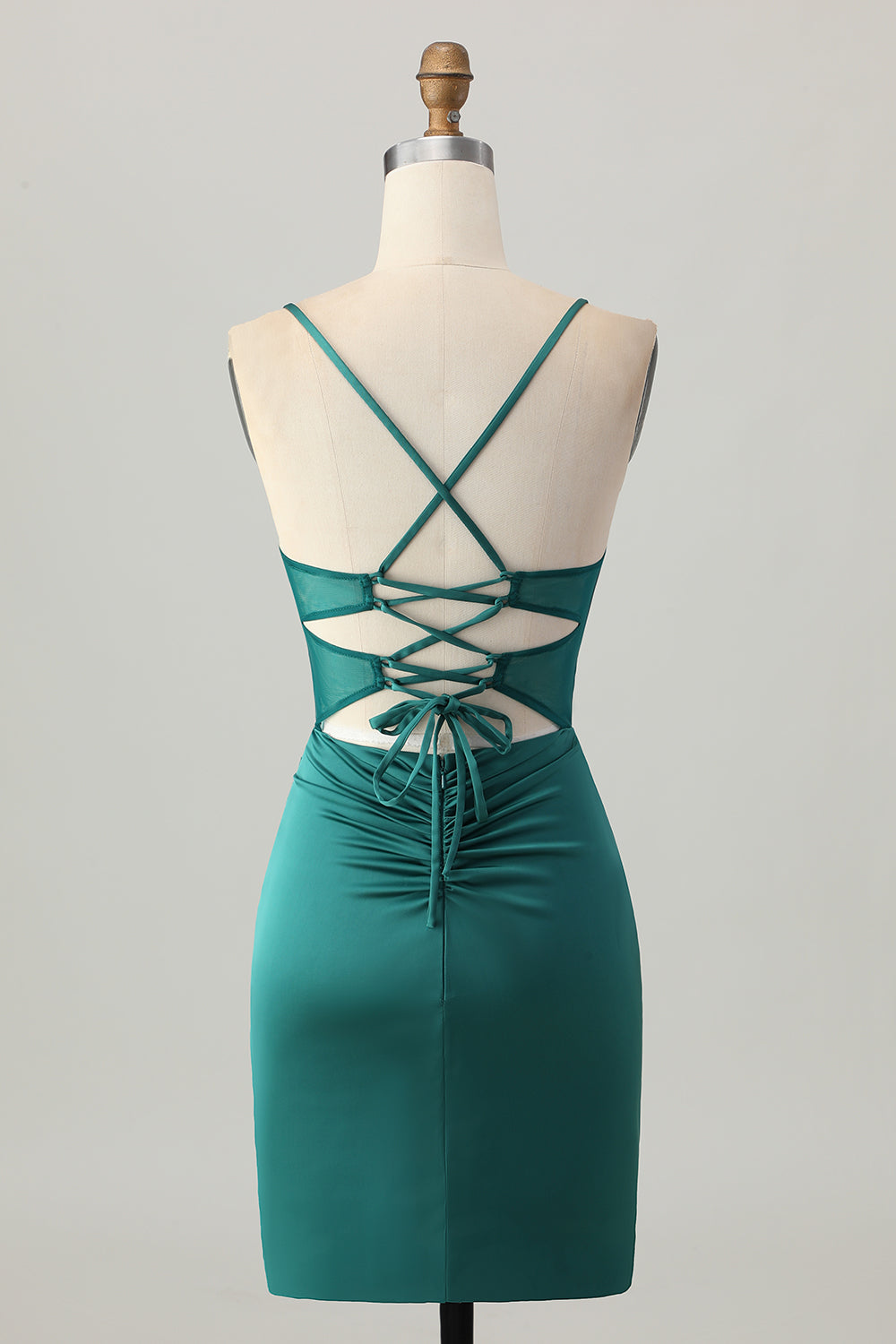 Dark Green Corset Satin Tight Short Homecoming Dress