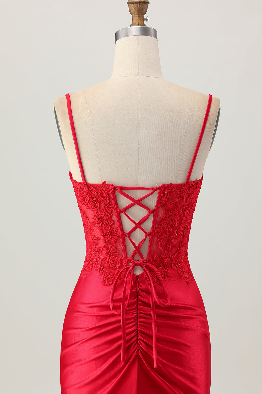 Dark Red Satin Corset Short Tight Homecoming Dress with Lace