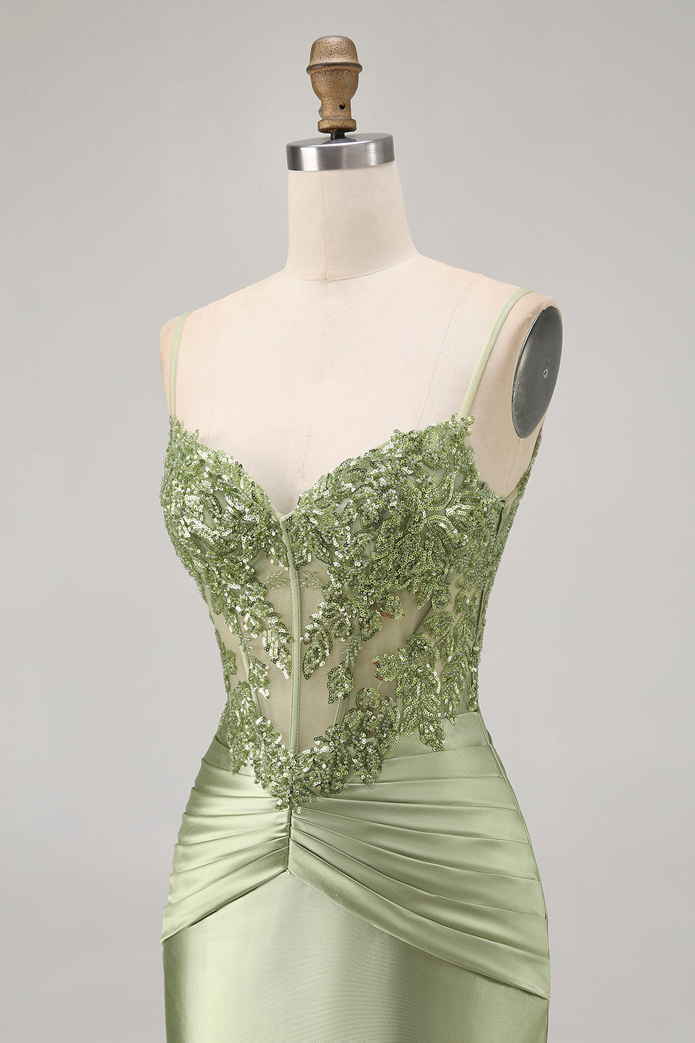 Sparkly Green Corset Satin Tight Short Homecoming Dress with Beading