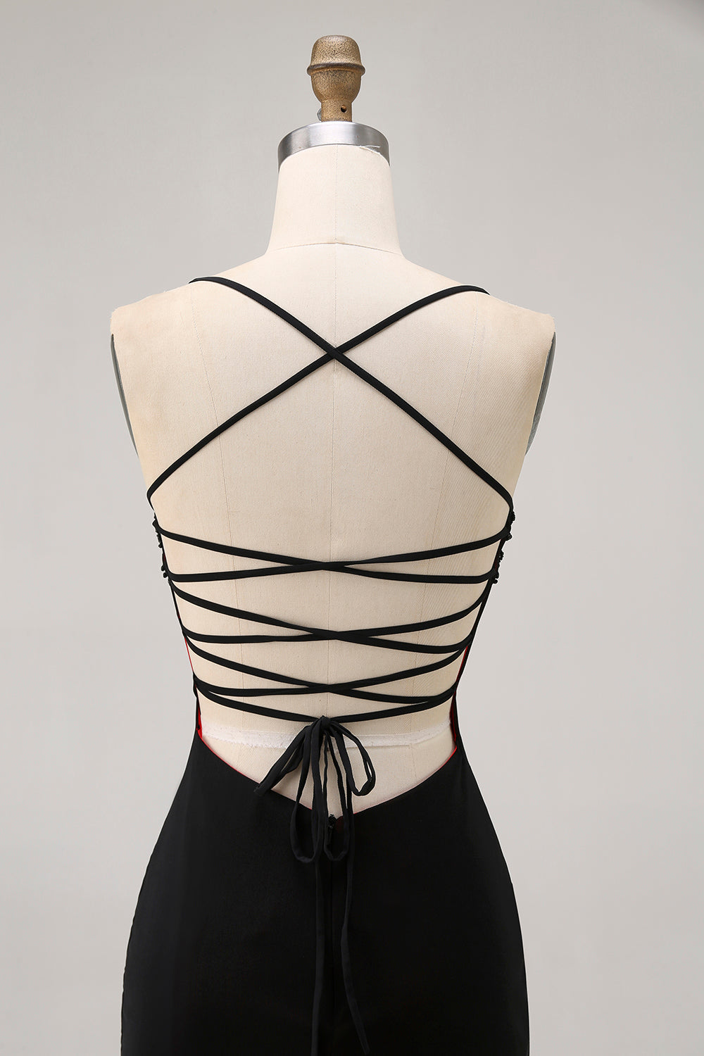 Black Tight Spaghetti Straps Short Homecoming Dress with Beading