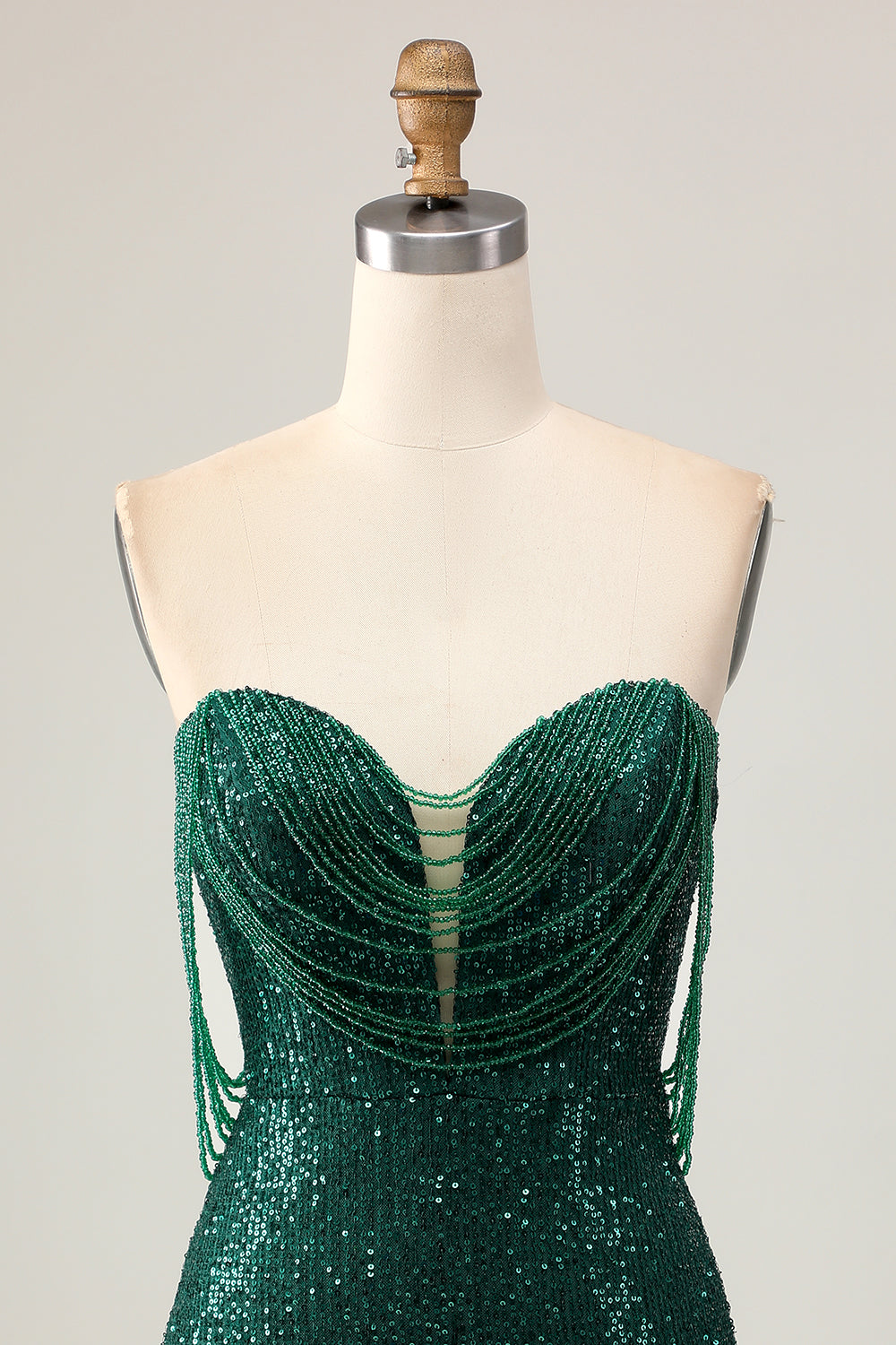 Sparkly Dark Green Sequins Short Tight Homecoming Dress with Beading