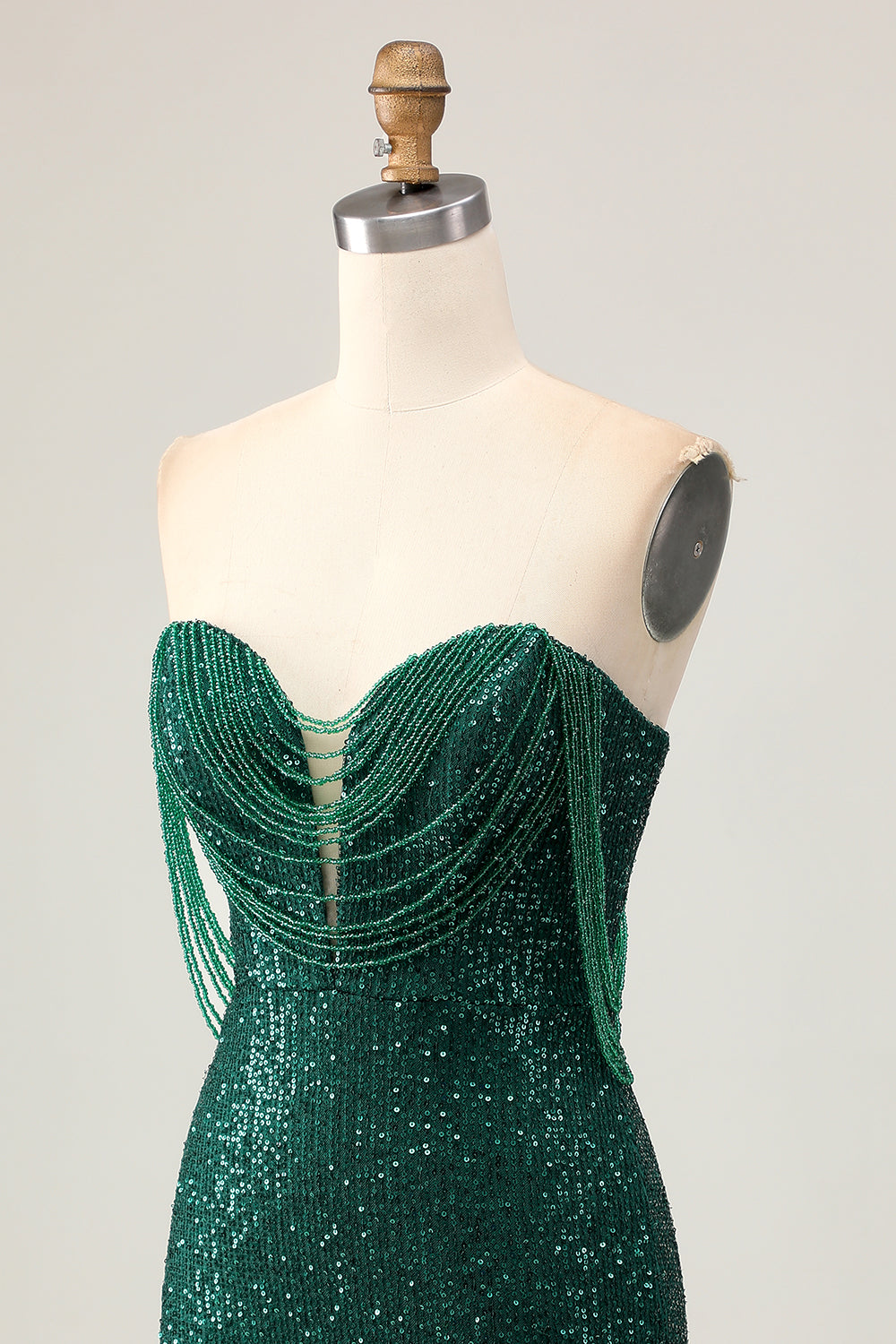 Sparkly Dark Green Sequins Short Tight Homecoming Dress with Beading