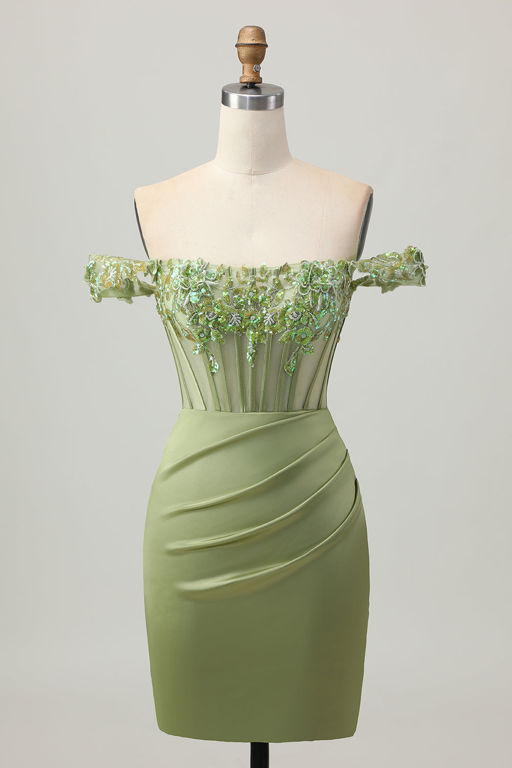 Sparkly Green Tight Corset Short Homecoming Dress with Sequins