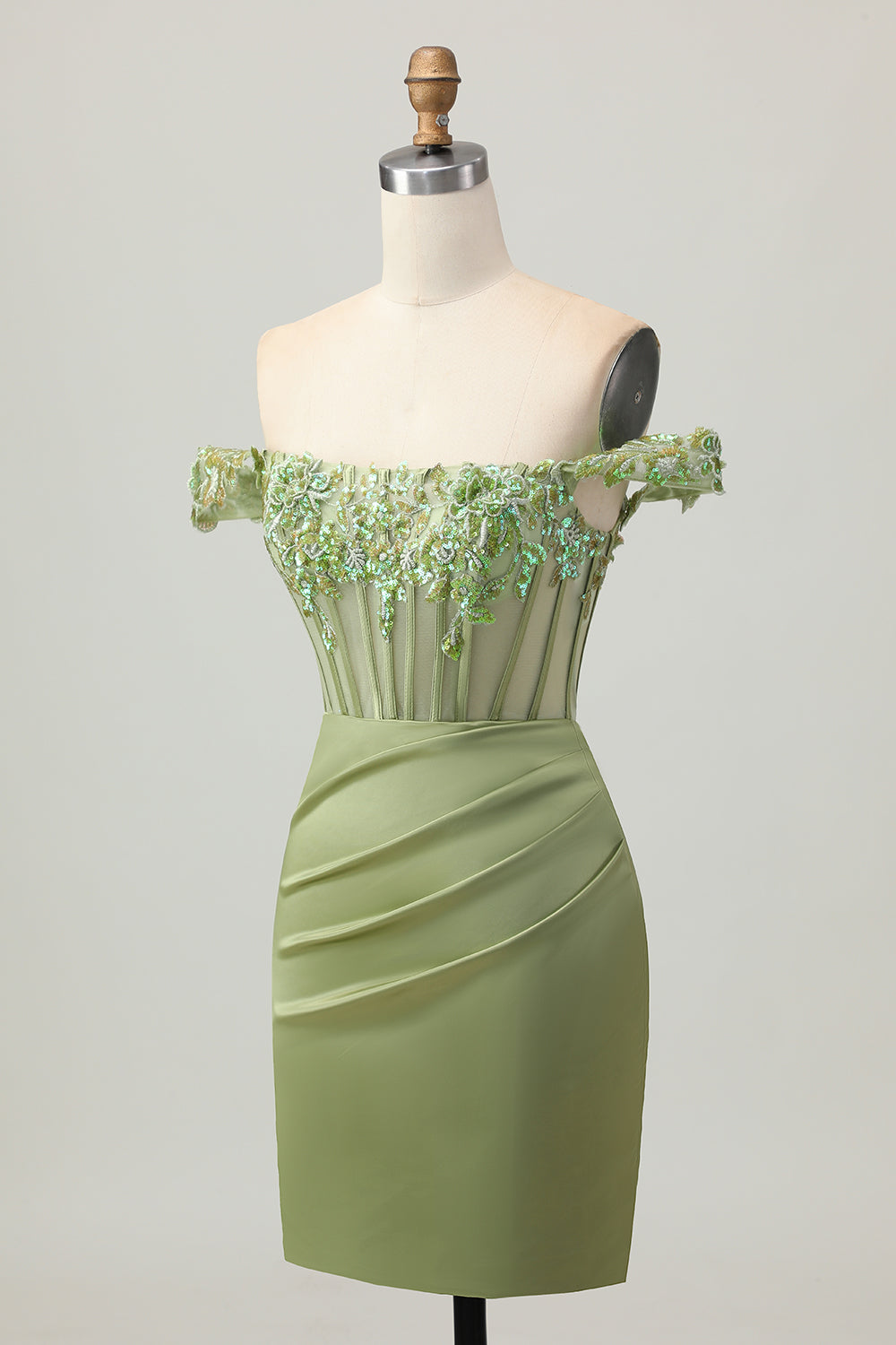 Sparkly Green Tight Corset Short Homecoming Dress with Sequins