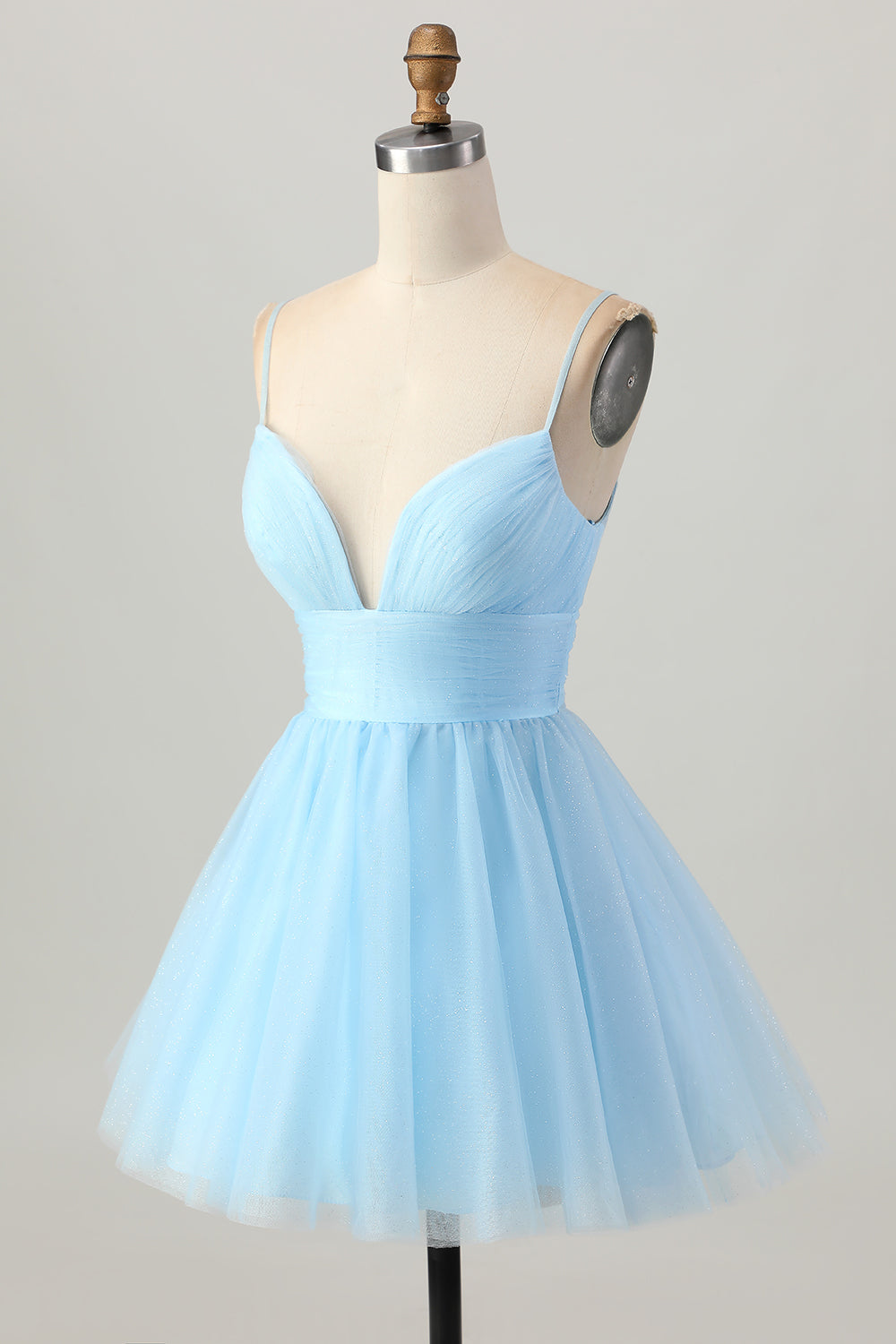 Sky Blue A Line Spaghetti Straps Short Homecoming Dress