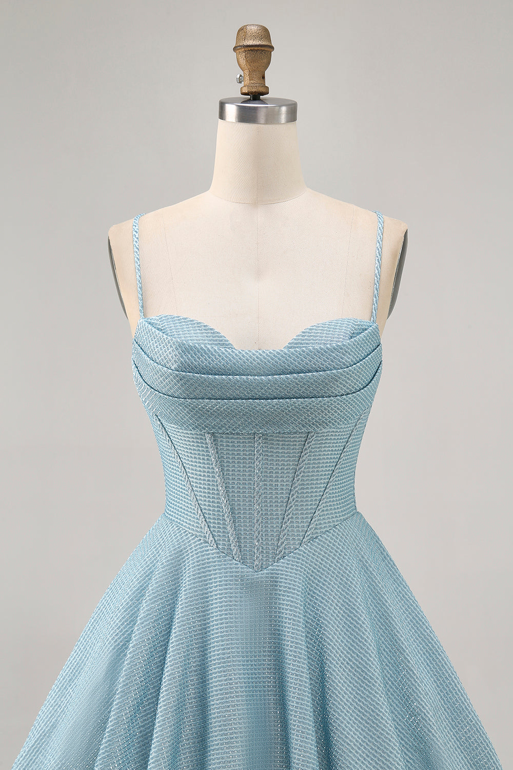 Grey Blue Corset A Line Spaghetti Straps Short Homecoming Dress