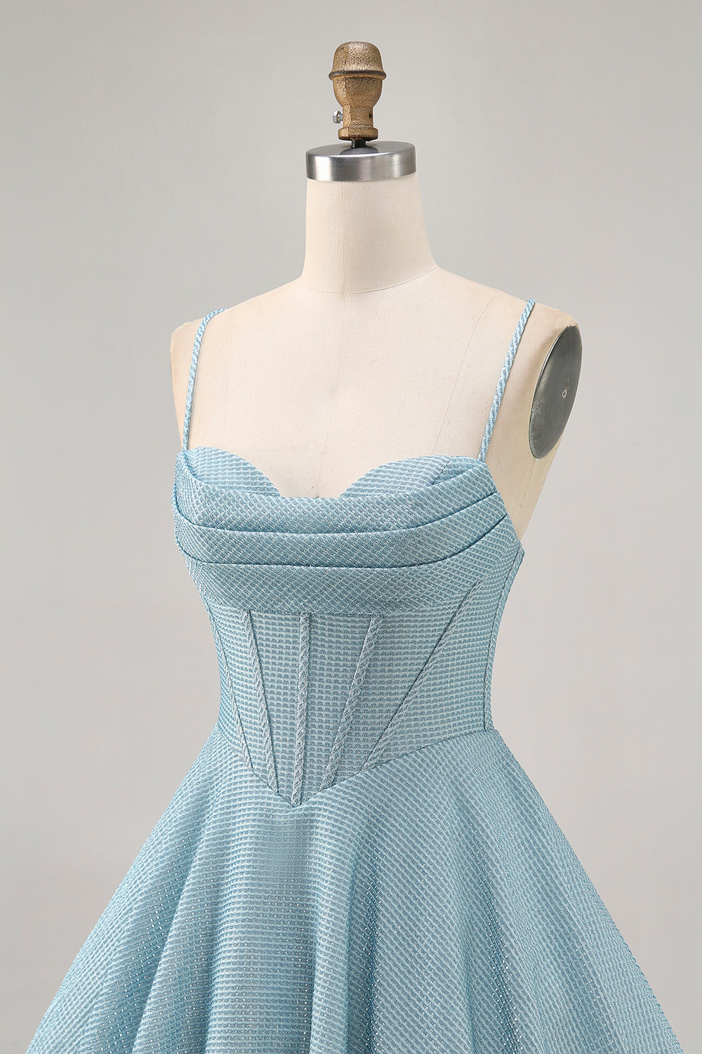 Grey Blue Corset A Line Spaghetti Straps Short Homecoming Dress