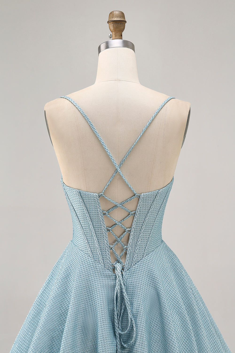 Grey Blue Corset A Line Spaghetti Straps Short Homecoming Dress