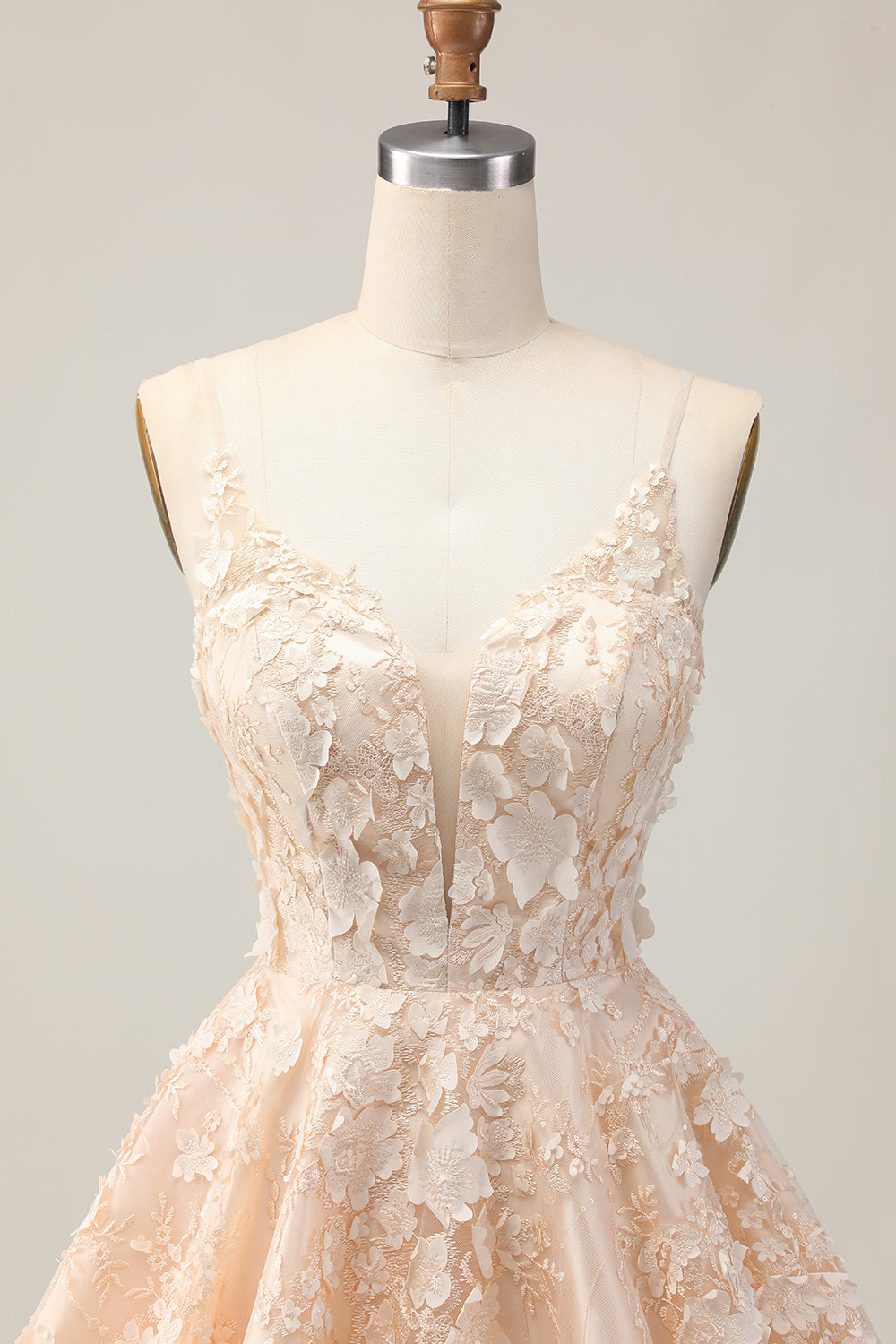 Apricot Floral A Line Spaghetti Straps Short Homecoming Dress
