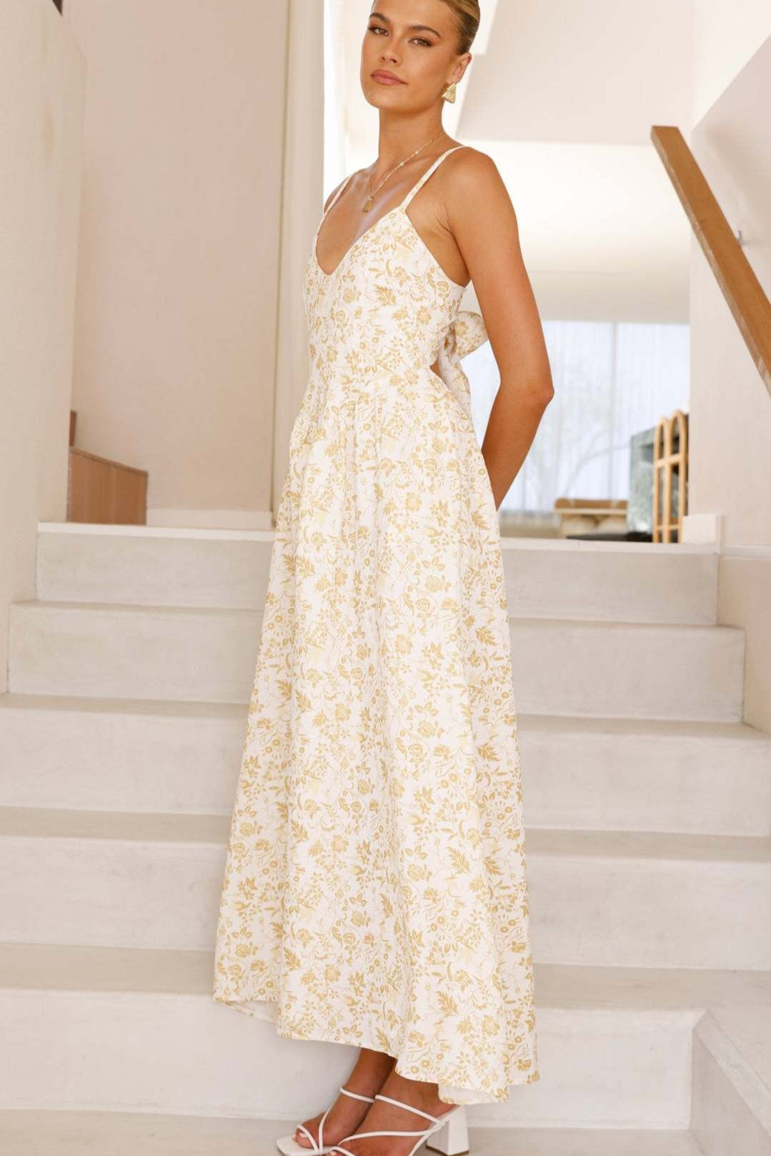 Backless Spaghetti Strap Floral Dress